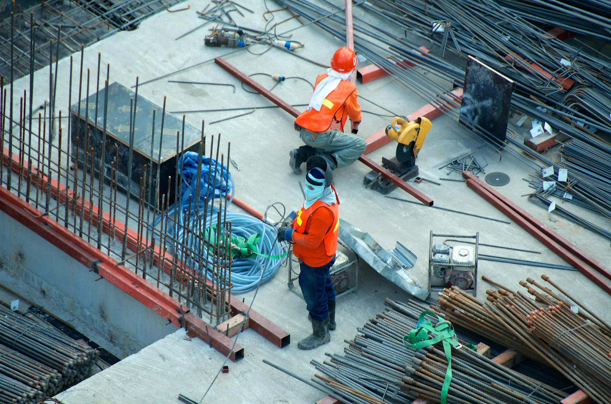 Construction crew at a commercial building site